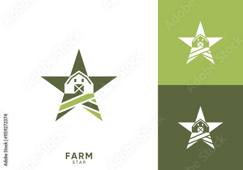 farm with star logo. creative agriculture symbol vector design