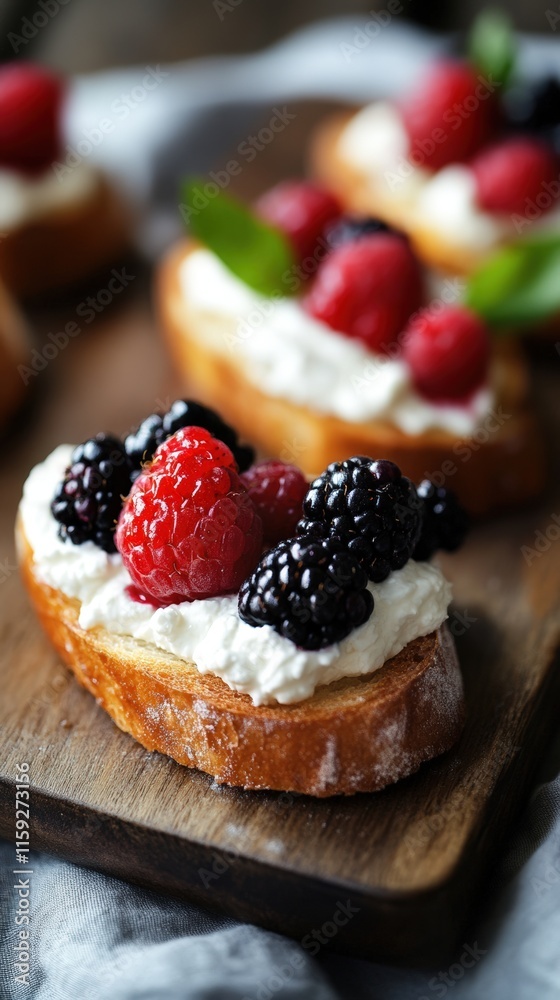 Delicious Berry Toasts with Creamy Cheese Topping Delicious Berry Toasts with Creamy Cheese Topping
