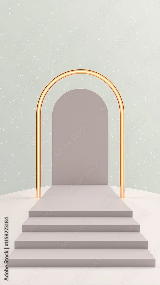Stylish archway on steps, perfect for modern interior design. Stylish archway on steps, perfect for modern interior design.