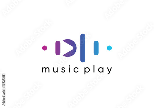 play music logo. media connection technology design concept