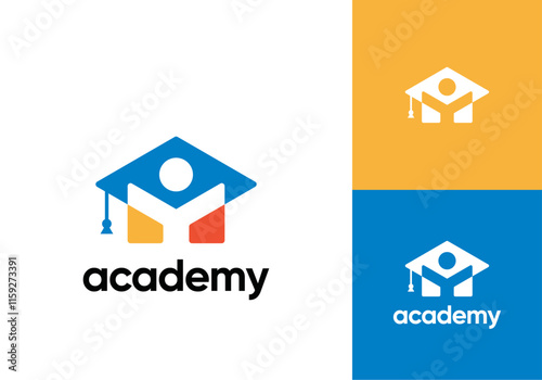 student with graduation cap logo. education school symbol icon design	
