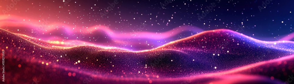 Fototapeta premium Abstract landscape with vibrant colors and soft glowing waves, dreamy and surreal.