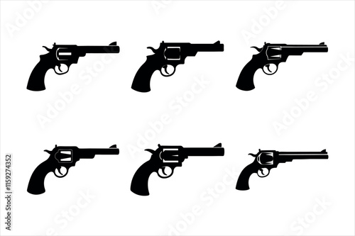 Revolver silhouette vector icon  on a White Background
