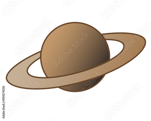 Saturn and its rings - one of the planets of the solar system - vector full color illustration. Outline. Saturn is a gas giant - a planet with rings.