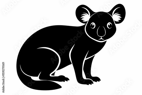 Vector koala outline koala isolated on white background Vector illustration. A koala bear silhouette vector Black

