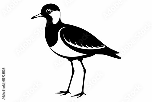 Lapwing Bird Silhouette Art Design. A lapwing bird is eating its food vector illustration line art
