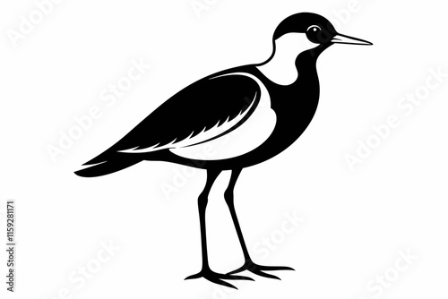 Lapwing Bird Silhouette Art Design. A lapwing bird is eating its food vector illustration line art
