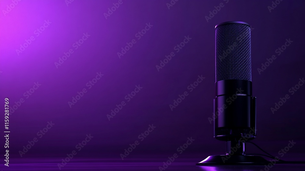 Retro microphone on purple background. Retro microphone on purple background.