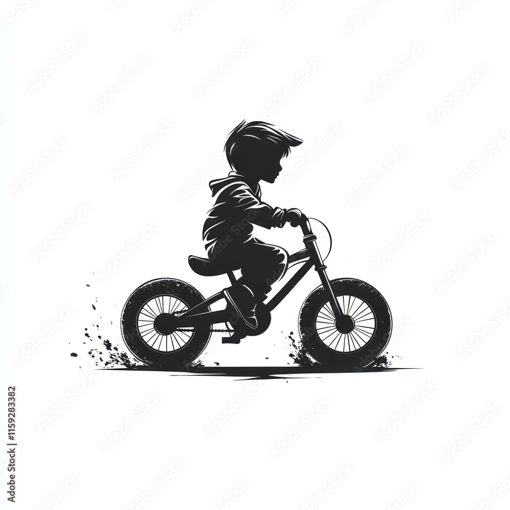 Silhouette of child riding a bicycle. Silhouette of child riding a bicycle.
