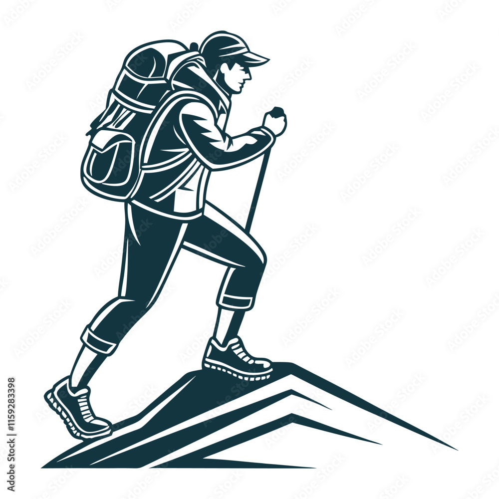 Obraz premium hiker silhouette on mount