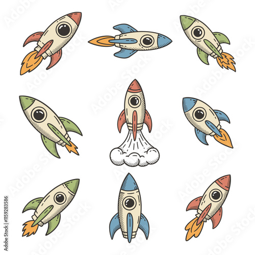 Space Rocket Doodle Style Illustration
