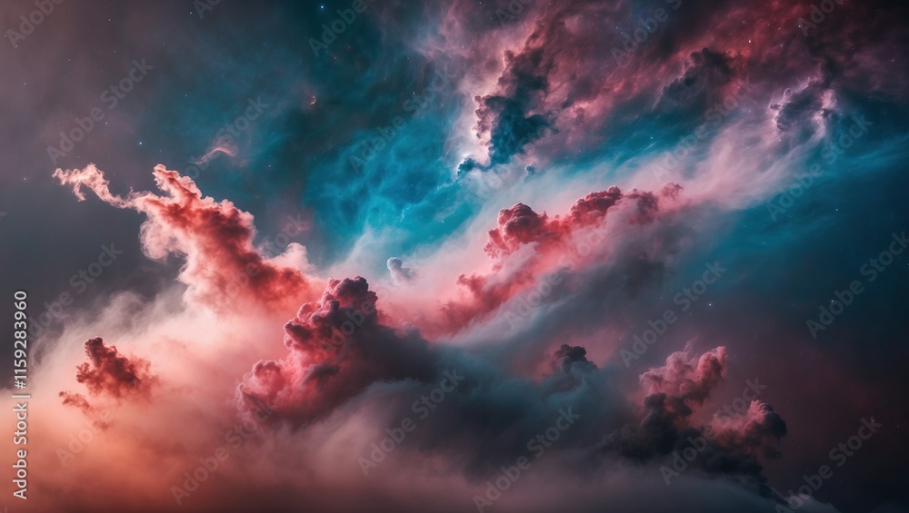 Vibrant clouds swirl in a cosmic display of colors, creating a surreal and dreamlike atmosphere full of beauty and inspiration Vibrant clouds swirl in a cosmic display of colors, creating a surreal and dreamlike atmosphere full of beauty and inspiration