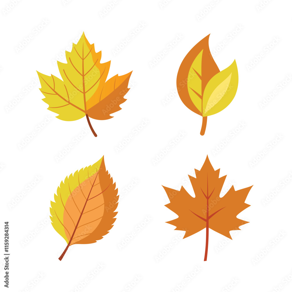 Fototapeta premium Leaf set colour vector illustration