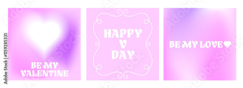 Pink square cards for Valentine's Day. Delicate soft shades. Greetings for social networks or printing. Vector graphics.