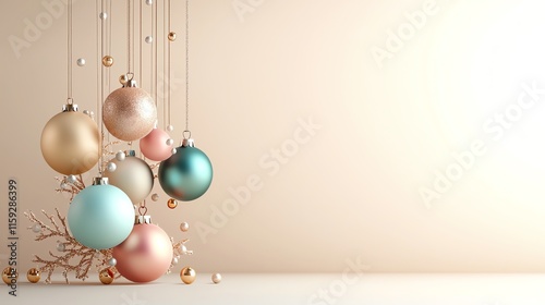 Dynamic gradient holiday baubles highlighting sale tags, Holiday Offers, colorful and modern photo