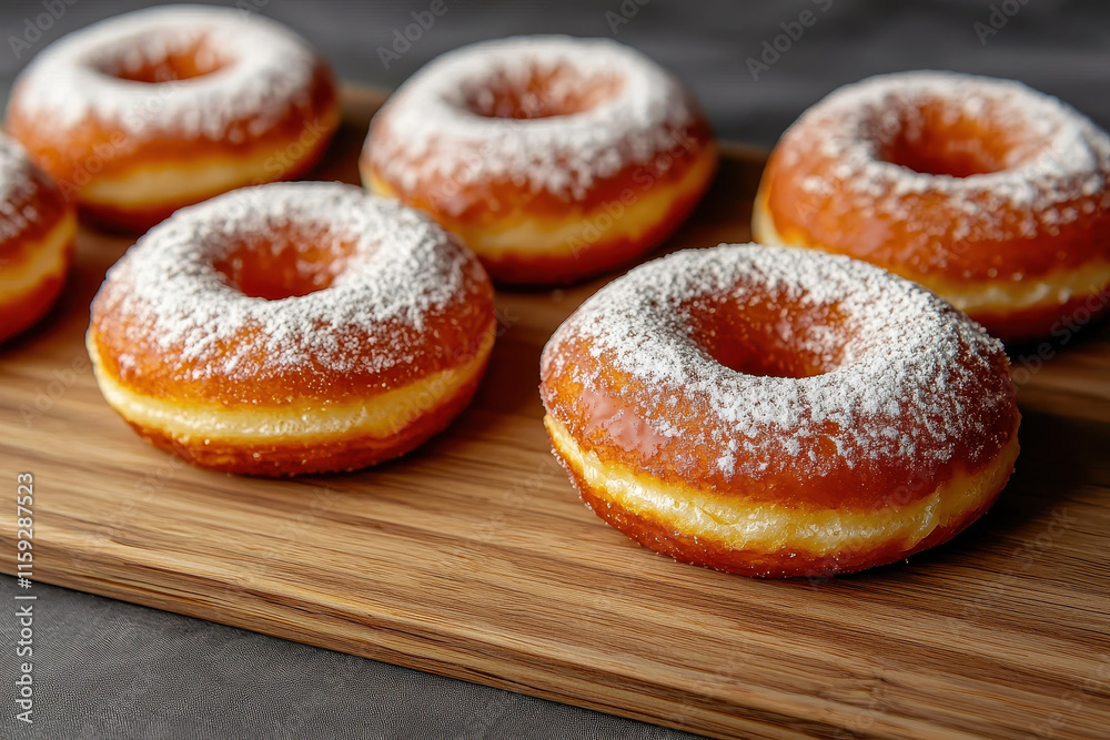 Delicious deep fried donuts covered in powdered sugar and the concept of saturated fat intake Delicious deep fried donuts covered in powdered sugar and the concept of saturated fat intake