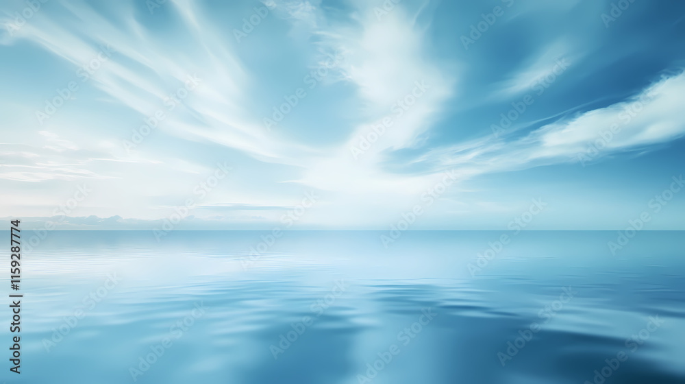 Obraz premium Serenity at Sea: A serene seascape with breathtaking clouds mirroring the vastness of the ocean, inviting peace and tranquility. 