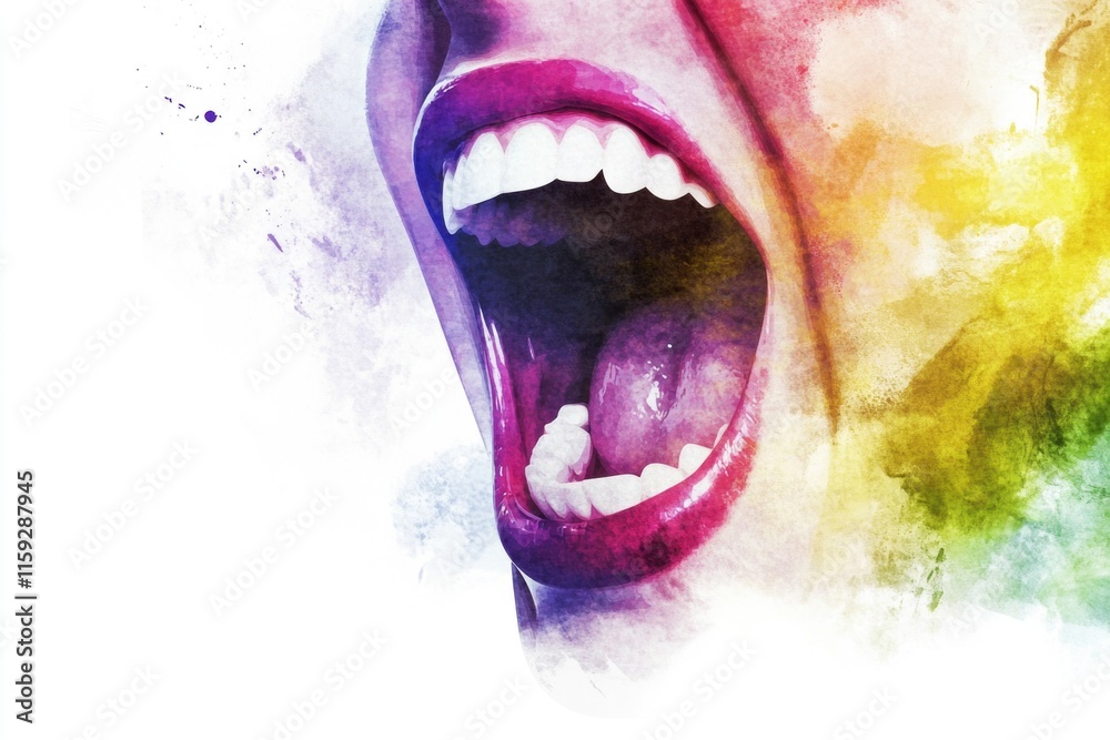 Naklejka premium Close-up view of a person's mouth with the lips parted, suitable for medical or educational uses