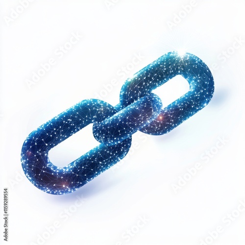 A digital, glowing chain link symbolizing connection and security in technology. photo