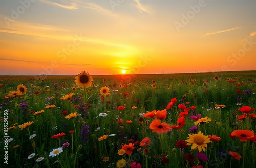 Sunset in a Sea of Wildflowers