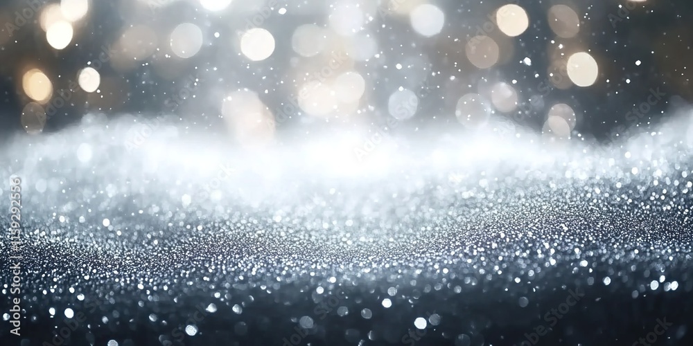 Abstract silver glitter background with bokeh and space for text. Abstract silver glitter background with bokeh and space for text.