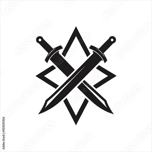 Cross Cutting Knife Silhouette Logo Vector Design Collection