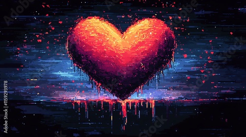 Heartfelt digital art online gallery pixelated love virtual space photo