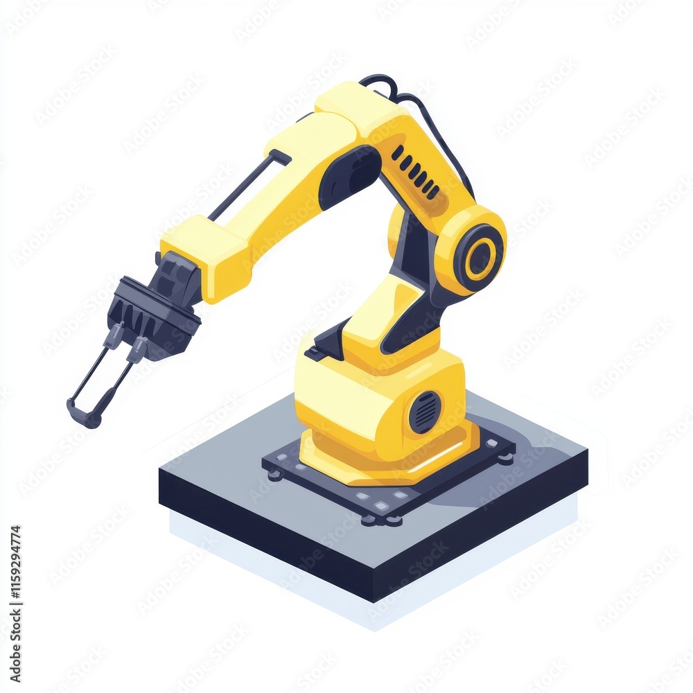 A yellow robotic arm in a modern industrial design, showcasing advanced automation technology. A yellow robotic arm in a modern industrial design, showcasing advanced automation technology.