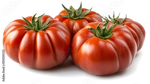 Close-up food photography of fresh tomatoes at farmer's market photo