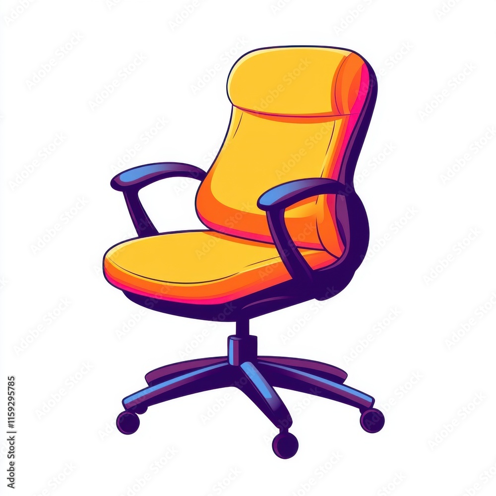 A vibrant yellow office chair with stylish armrests, perfect for any workspace. A vibrant yellow office chair with stylish armrests, perfect for any workspace.