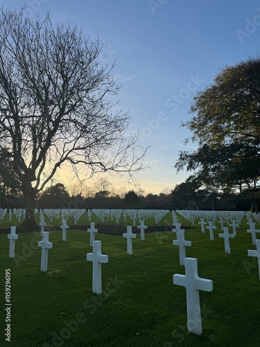 american cemetery at night photo