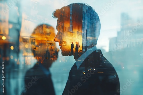 Cityscape Silhouette Reflection at Evening