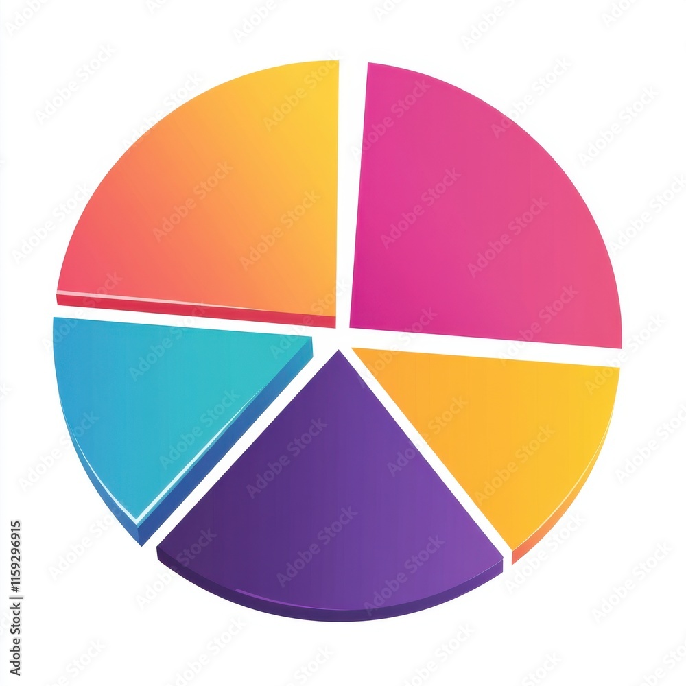 Fototapeta premium Colorful pie chart representing data segmentation in a sleek design.