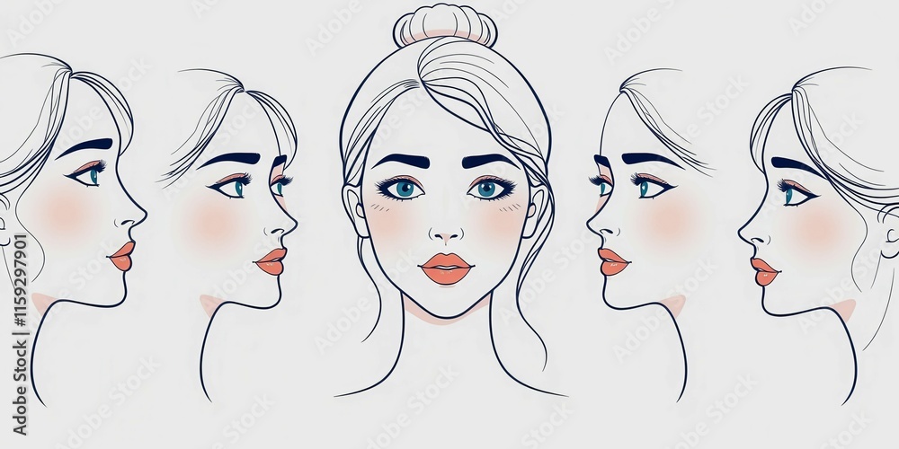 A group of cartoon faces with different hair colors and styles. The faces are smiling and seem to be happy A group of cartoon faces with different hair colors and styles. The faces are smiling and seem to be happy