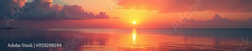 Peaceful morning dawn with sunrise over the sea, peaceful, sunrise, serenity