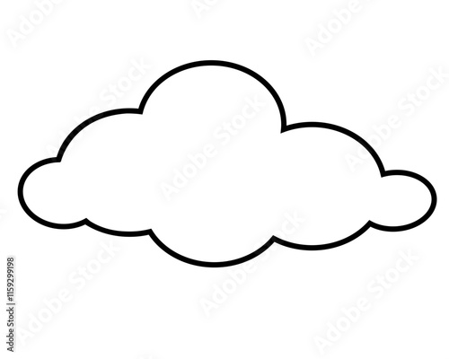 Cloud, weather phenomenon sign - vector linear picture for coloring book, logo or pictogram. Outline. Cloud for coloring book.	