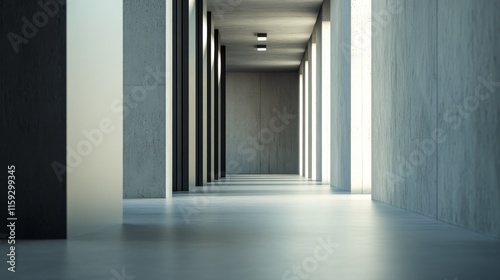 Contemporary minimalist hallway with minimal decor. Featuring a clean, open design with modern lines