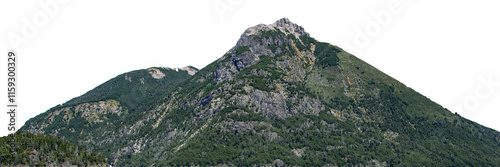 Panoramic wooded rocky mountain isolated photo photo