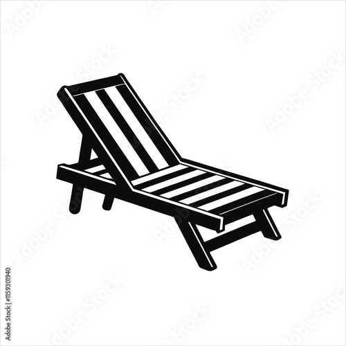 Sunbed Silhouette Icon Summer Vacation Vector Design