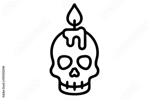 Halloween Skull Candle Vector Illustration on White Background