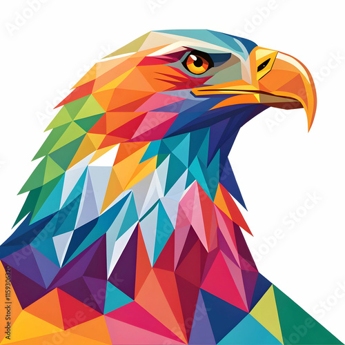 colorful low poly eagle vector design photo