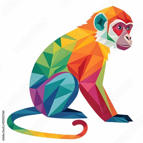 colorful low poly monkey vector design photo