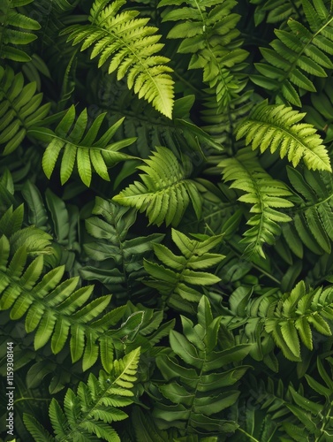 Wallpaper Mural A close-up texture pattern of fresh green fern leaves, suitable for backgrounds or graphic design. Torontodigital.ca