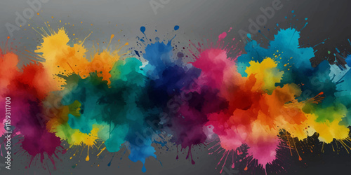 Colorful smoke rainbow holi painted fog festival background. Colorful rainbow paint color smoke cloud explosion isolated on transparent background.