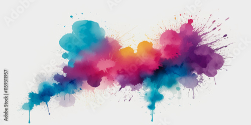 Colorful smoke rainbow holi painted fog festival background. Colorful rainbow paint color smoke cloud explosion isolated on transparent background.