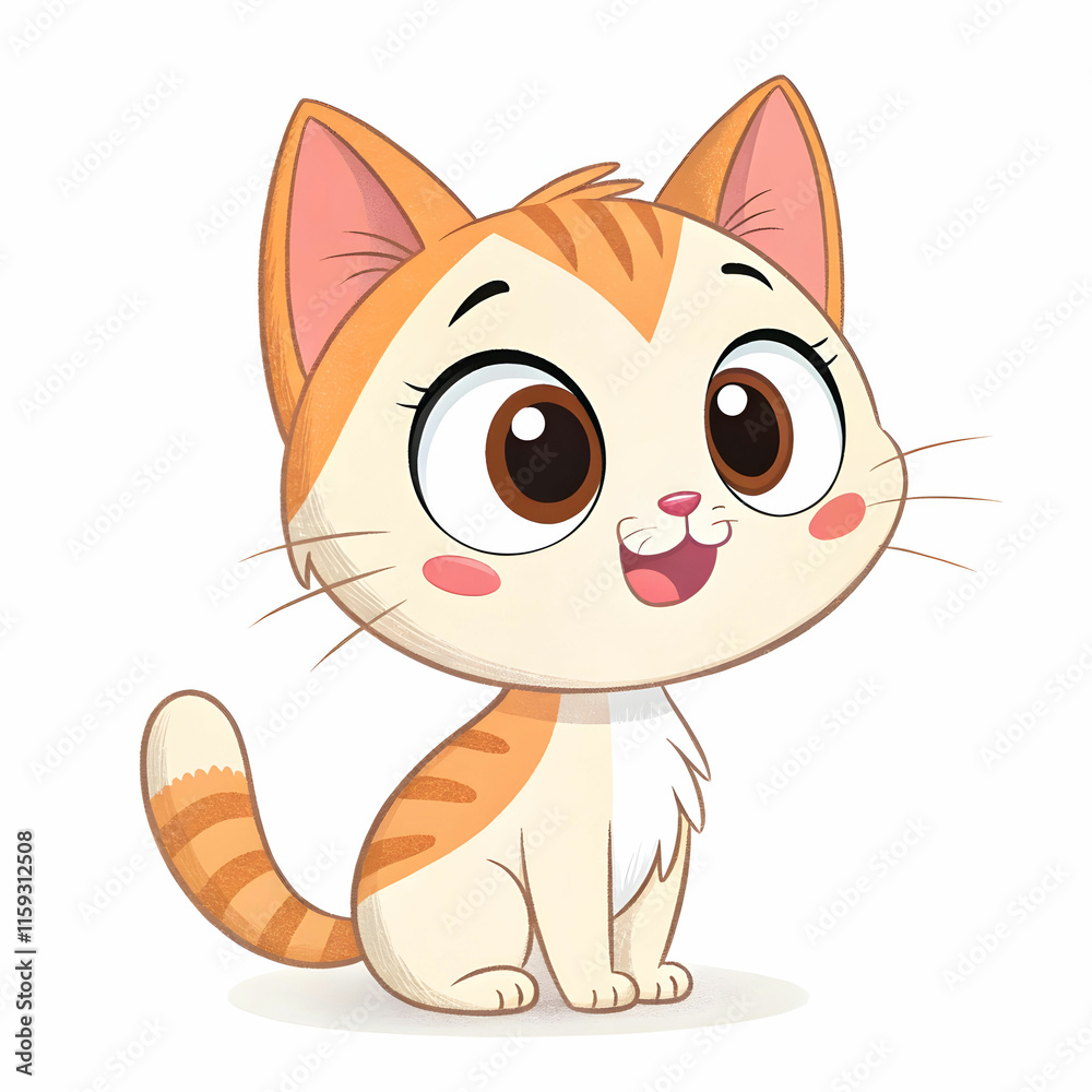 Fototapeta premium cute cat cartoon on white background
