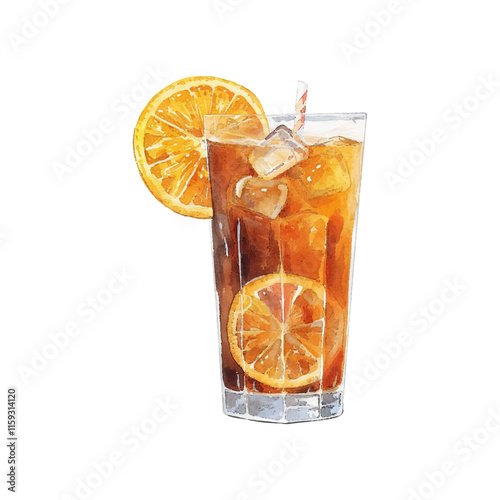 orange soda vector illustration in watercolor style