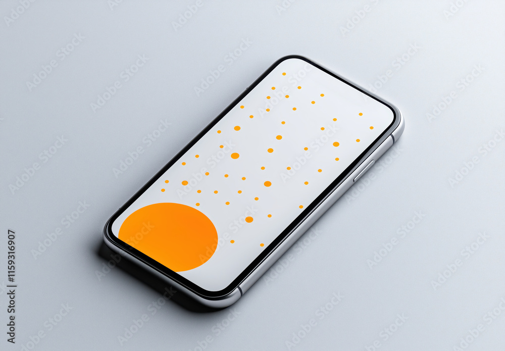 Mockup showcasing a smartphone display with app logo featuring minimalist orange design against a neutral background Mockup showcasing a smartphone display with app logo featuring minimalist orange design against a neutral background