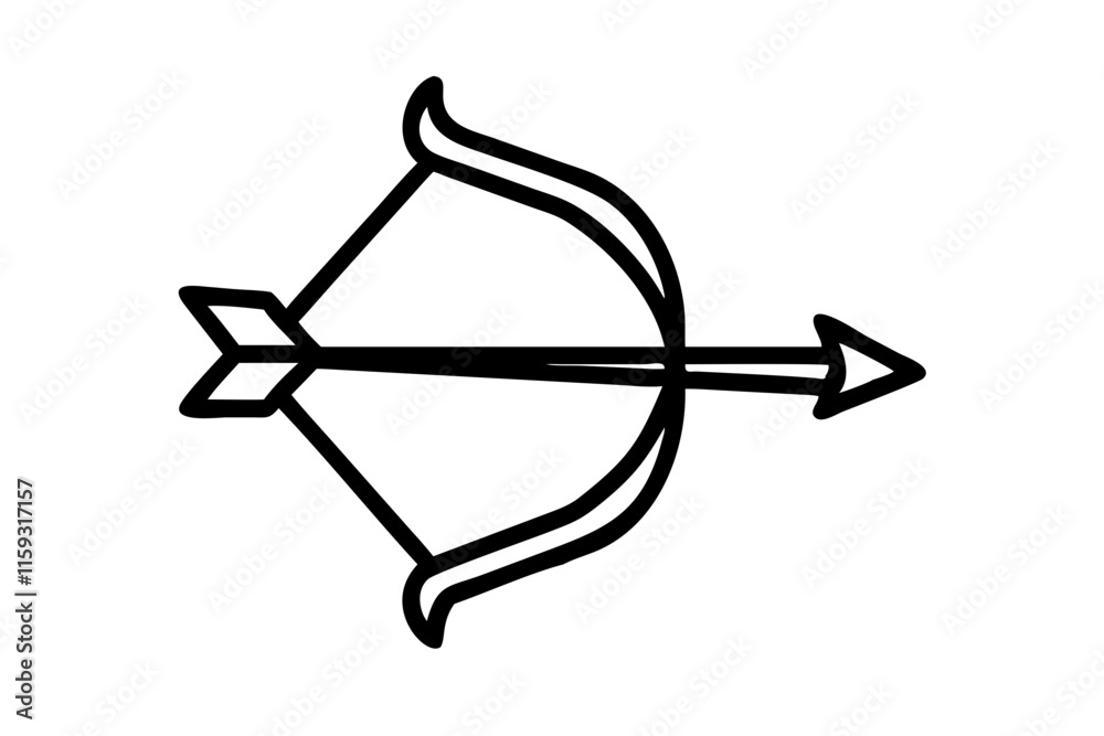 Bow and Arrow Silhouette on White Background Bow and Arrow Silhouette on White Background