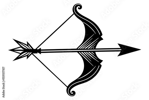 Bow and Arrow Silhouette on White Background